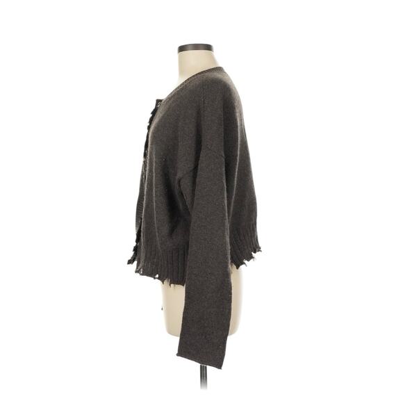 MJ Watson Distressed Cashmere Cardigan Brown M - Picture 6 of 10